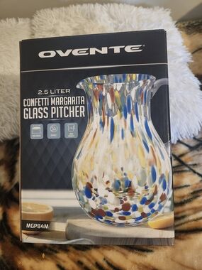Ovente Confetti Margarita Glass Pitcher - Confetti 2.5 Liter